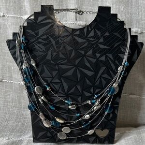 Lia Sofia Elegant Silver and Blue Beaded Necklace EUC